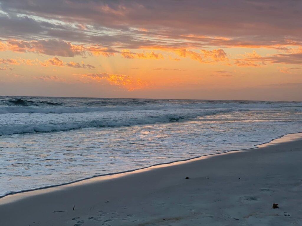 Sunset along the beach