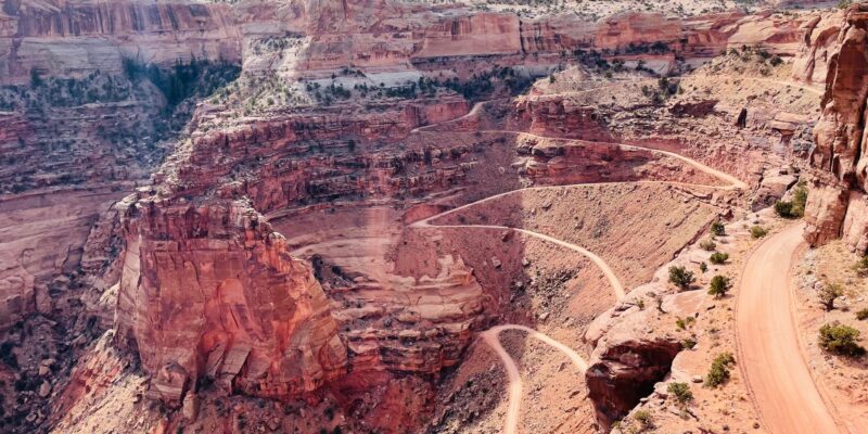 View of winding roads