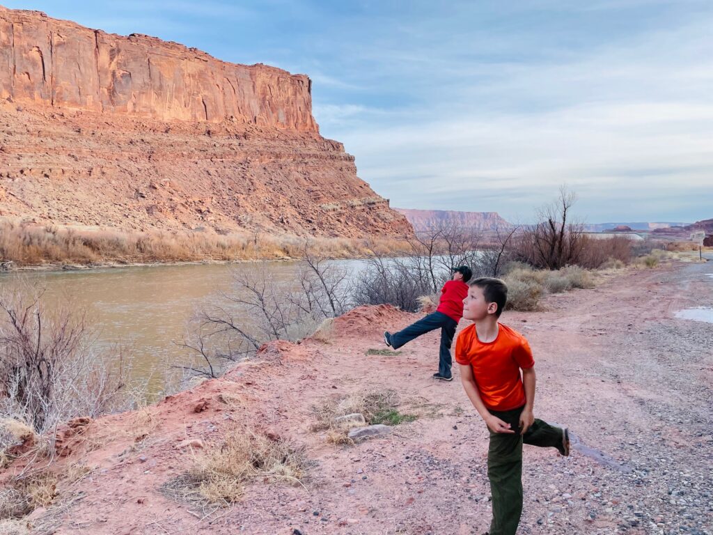 Throwing rocks into the Rio Grande