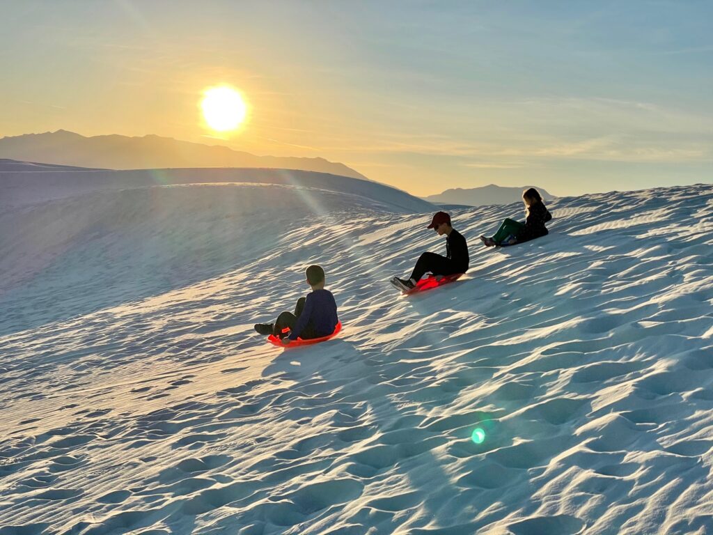 sunset over white sands