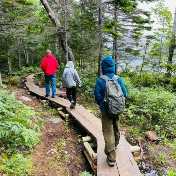 hiking along Jordan Lake, ME