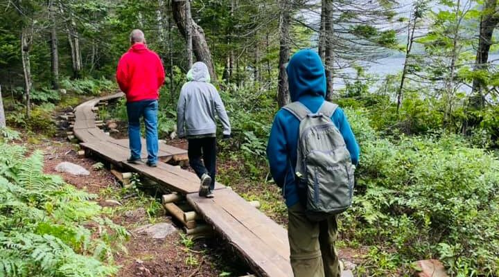 hiking along Jordan Lake, ME