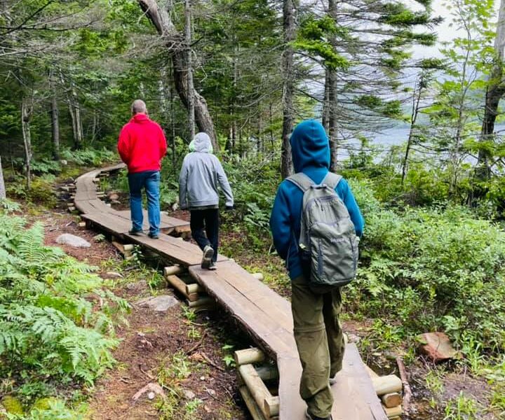 hiking along Jordan Lake, ME