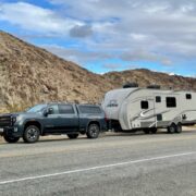 GMC truck pulling Jayco RV