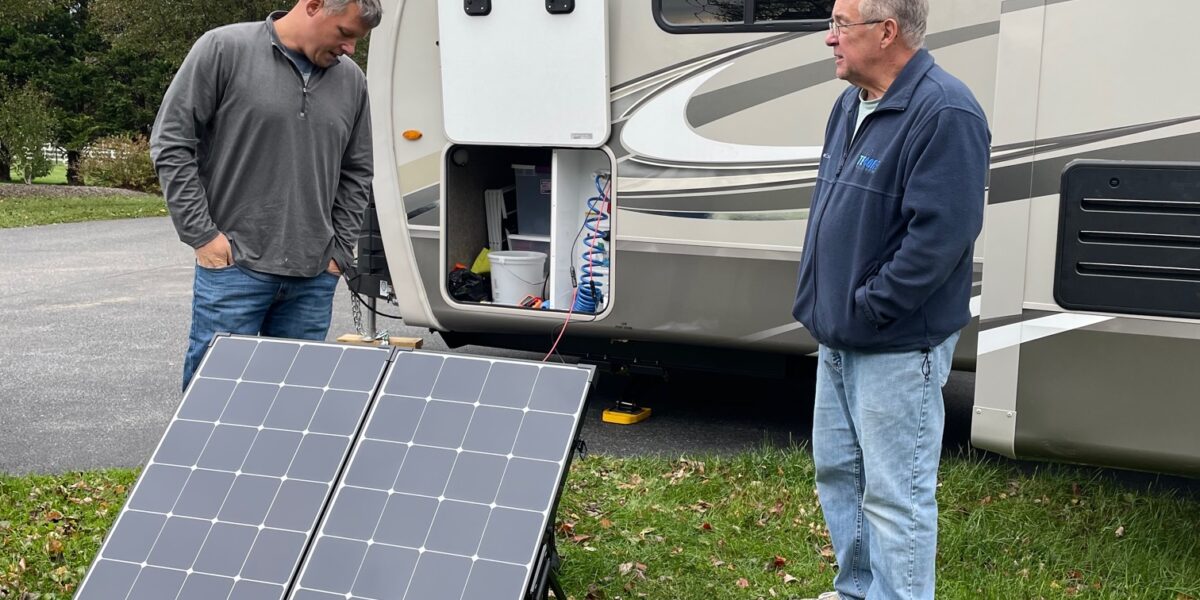 Testing solar panels before we embark