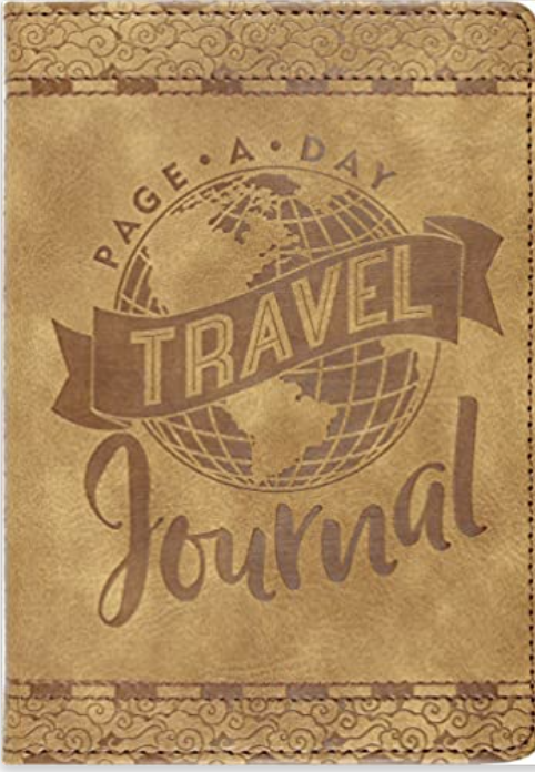 Travel journal gift idea for RV owners that says "Travel Journal" on the cover