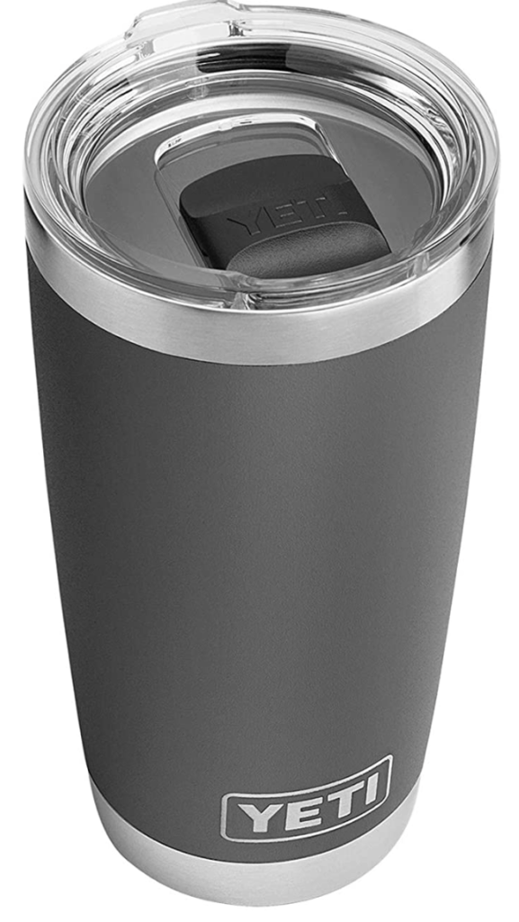 Yeti Brand insulated steel travel cup gift idea for RV owners that has no extra design or writing on it