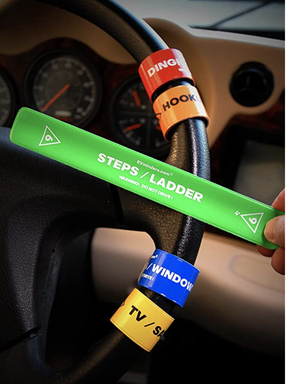 Snap bands with numbered reminders for RV pack-up steps gift idea for RV owners